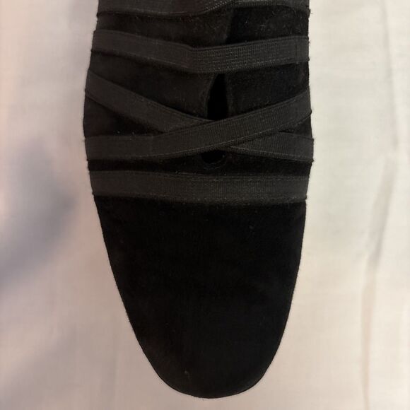 Stuart Weitzman Womens Black Suede Wedge Loafer Old Money Luxurious Latex sz 7.5 - Picture 11 of 16